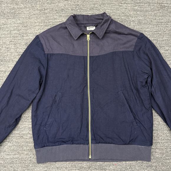 Benzak Jacket Men Small Blue Bomber Western 6 Oz Linen Full Zip Workwear Sporty - Picture 1 of 11